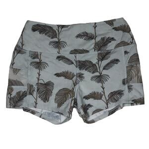 Chaser Shorts Womens Small Biker Mesh Light Blue Green Palm Fronds NWOT